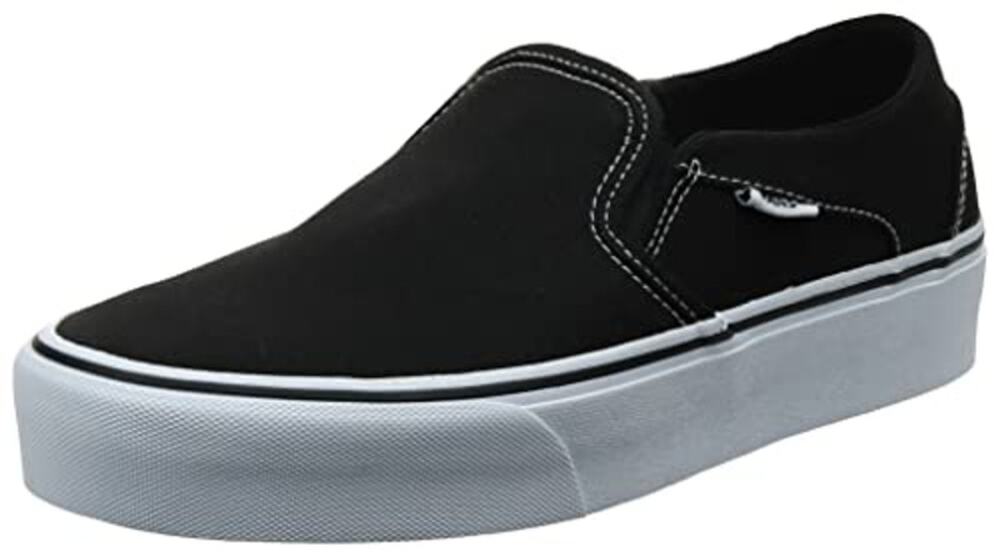 Vans Asher Platform Slip On Sneaker Low Top Classic Canvas Skater Black W9 M7.5